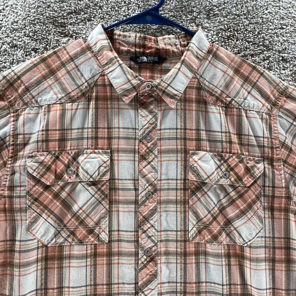 The North Face Shirt Adult Extra Large Pink Plaid Button Up Snaps Outdoor Mens - Picture 3 of 10
